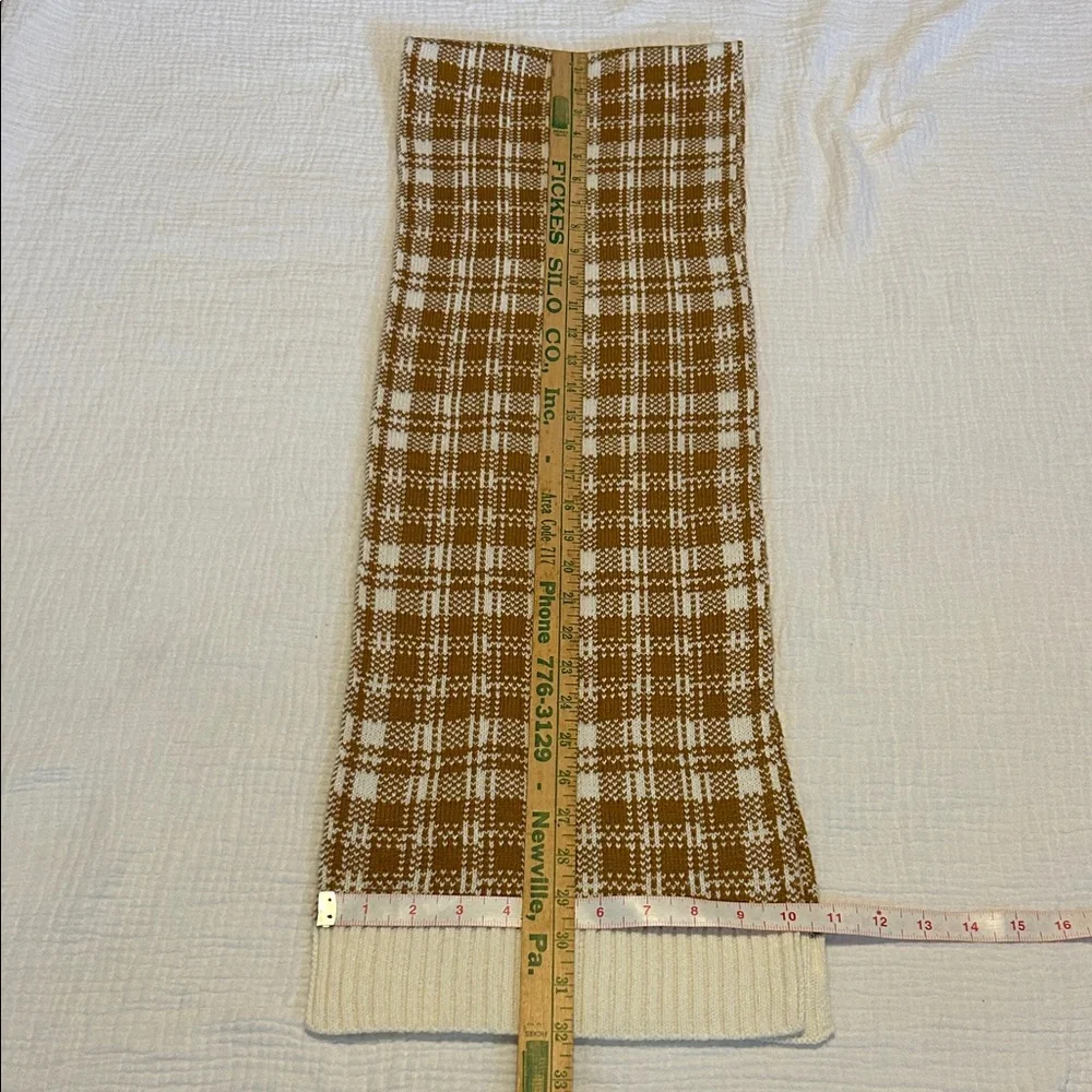 Timberland Mustard Yellow & Cream Plaid Scarf Soft Cozy Preppy Fall Winter Cabin